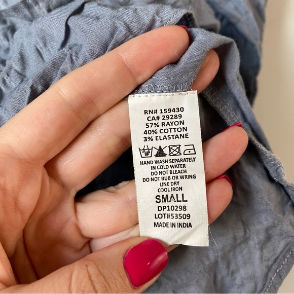 Elan Tie Front Top Dusty Blue S - Picture 3 of 6